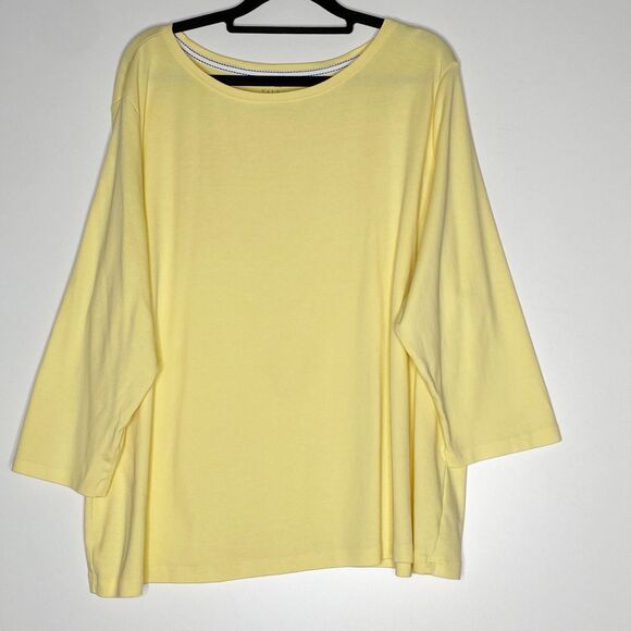 Talbots Pima Cotton Three Quarter Sleeve Bateau Neck Tee Women's Plus Size 3X - Picture 1 of 6